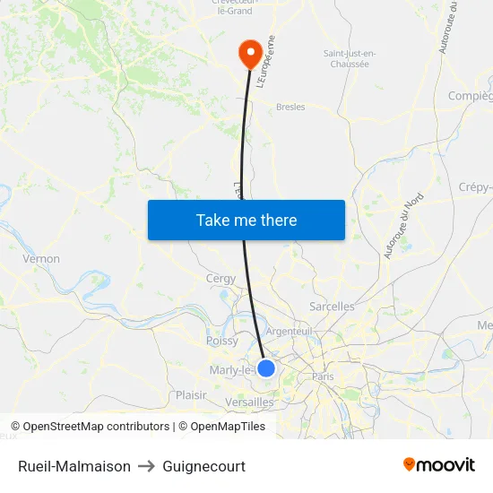 Rueil-Malmaison to Guignecourt map
