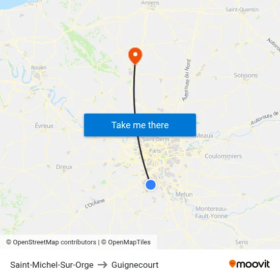 Saint-Michel-Sur-Orge to Guignecourt map