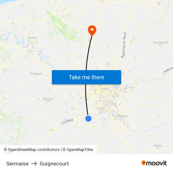 Sermaise to Guignecourt map