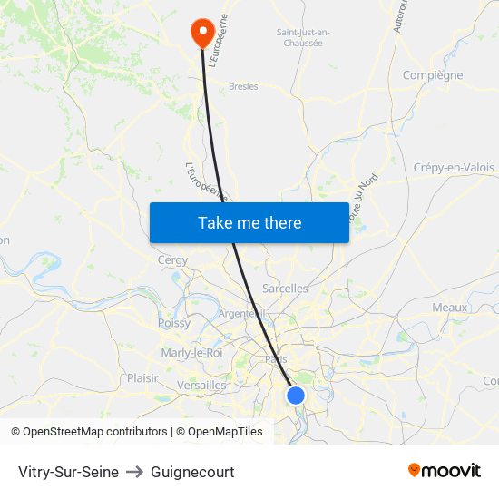 Vitry-Sur-Seine to Guignecourt map