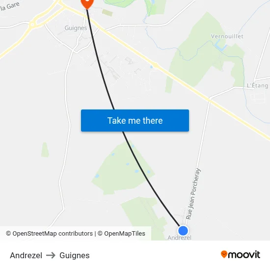 Andrezel to Guignes map