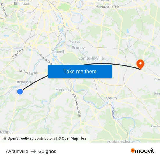 Avrainville to Guignes map