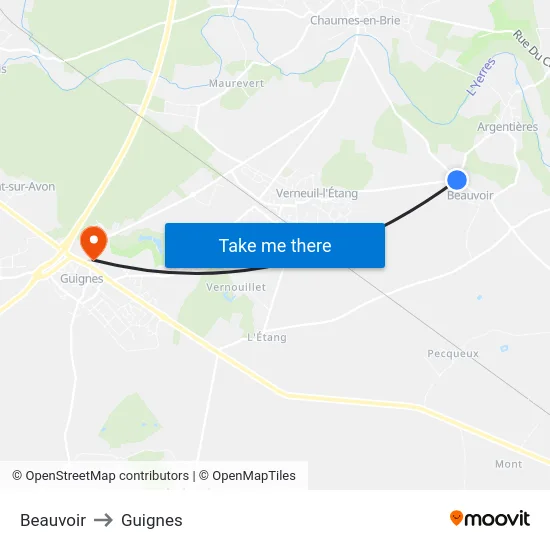 Beauvoir to Guignes map