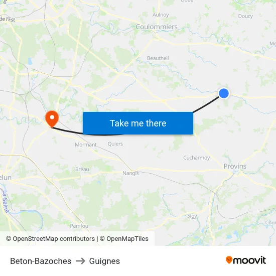 Beton-Bazoches to Guignes map