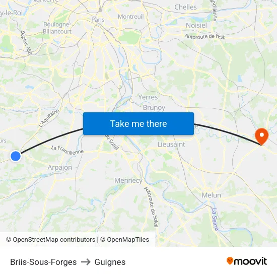 Briis-Sous-Forges to Guignes map