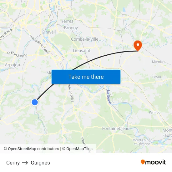 Cerny to Guignes map