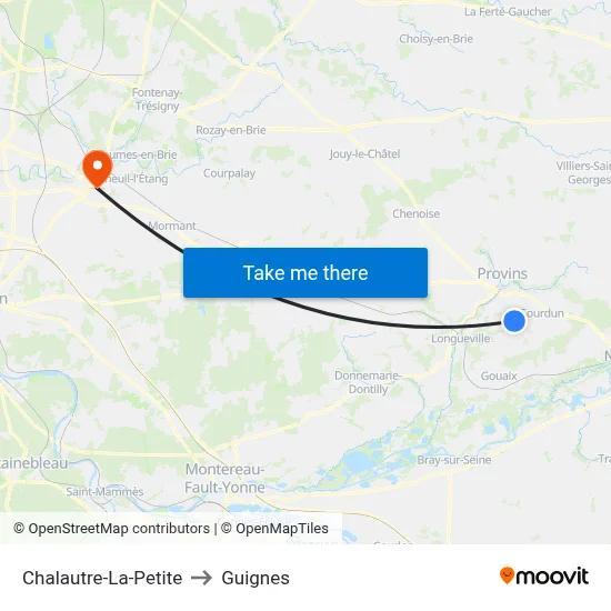 Chalautre-La-Petite to Guignes map