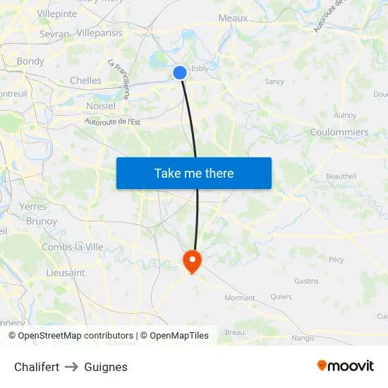 Chalifert to Guignes map