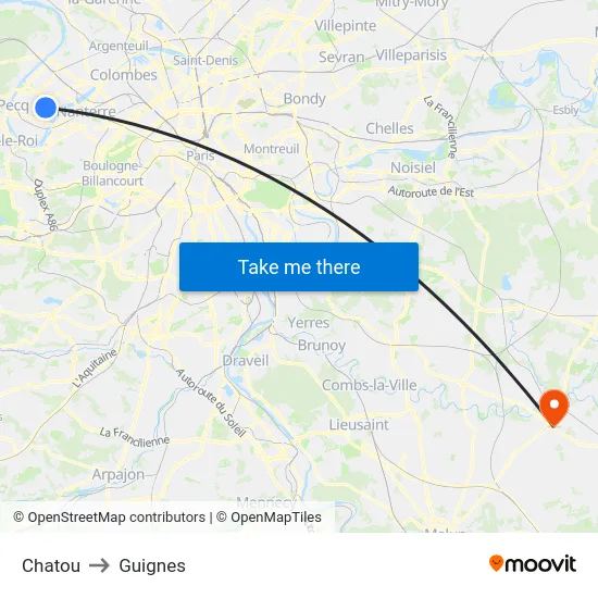 Chatou to Guignes map