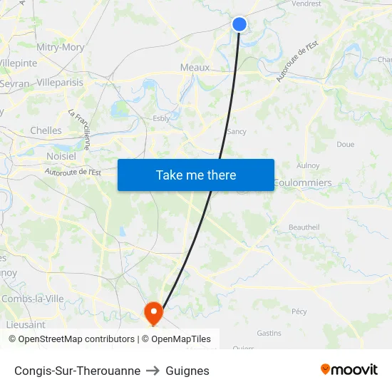 Congis-Sur-Therouanne to Guignes map