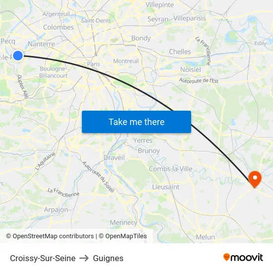Croissy-Sur-Seine to Guignes map
