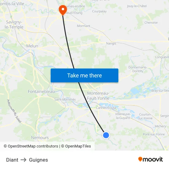 Diant to Guignes map