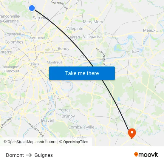 Domont to Guignes map