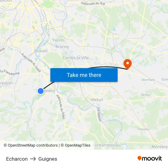 Echarcon to Guignes map