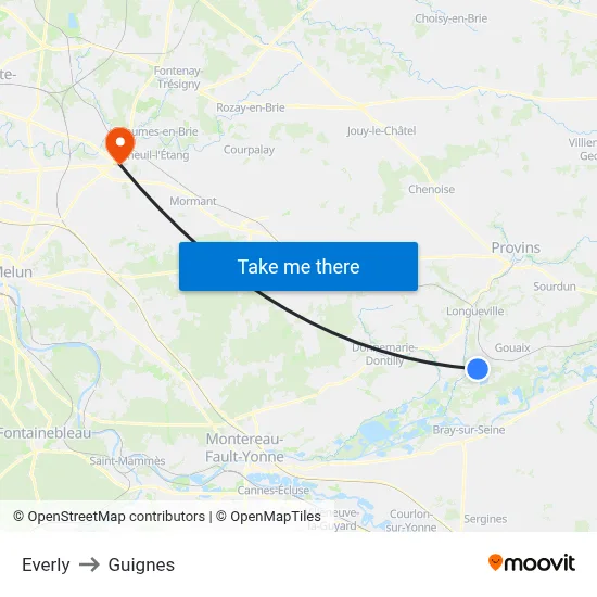 Everly to Guignes map