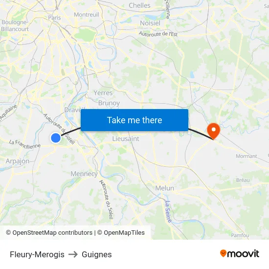 Fleury-Merogis to Guignes map
