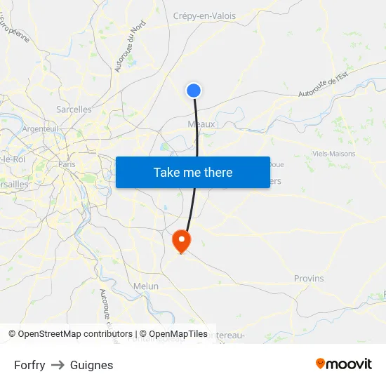 Forfry to Guignes map