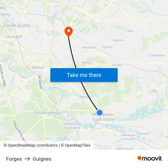 Forges to Guignes map