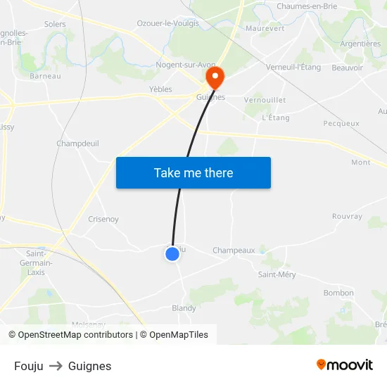 Fouju to Guignes map