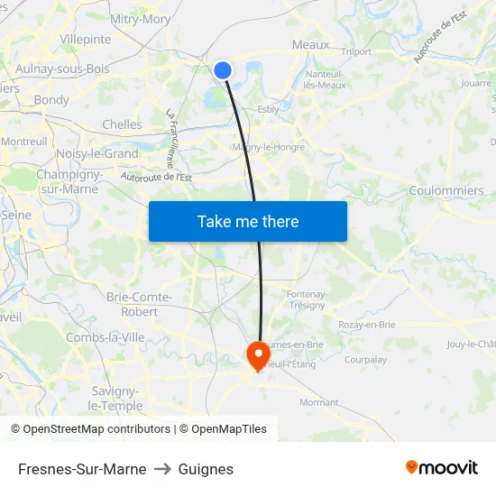 Fresnes-Sur-Marne to Guignes map