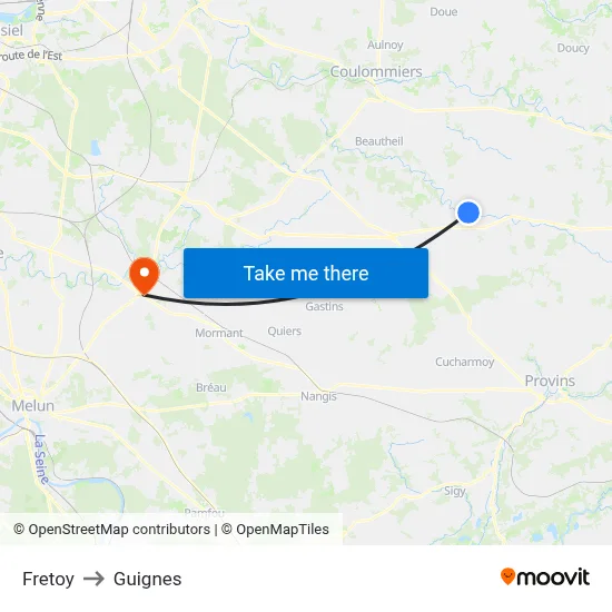 Fretoy to Guignes map