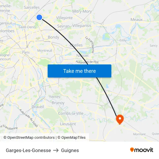 Garges-Les-Gonesse to Guignes map
