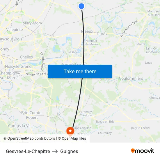 Gesvres-Le-Chapitre to Guignes map