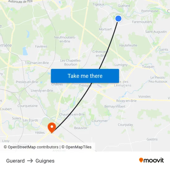 Guerard to Guignes map