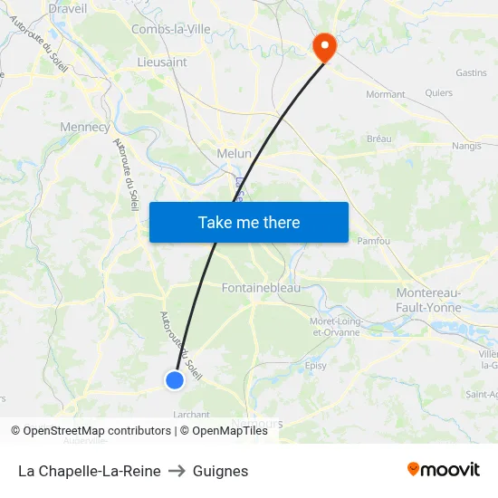 La Chapelle-La-Reine to Guignes map