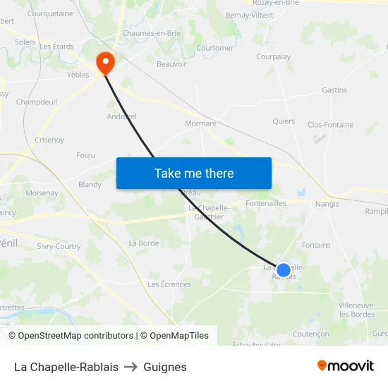 La Chapelle-Rablais to Guignes map