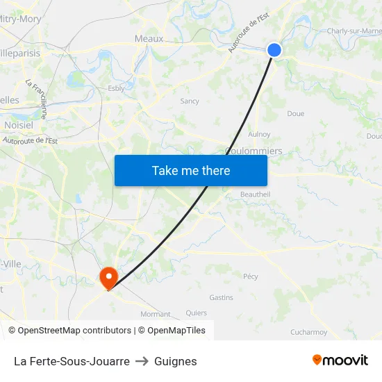 La Ferte-Sous-Jouarre to Guignes map