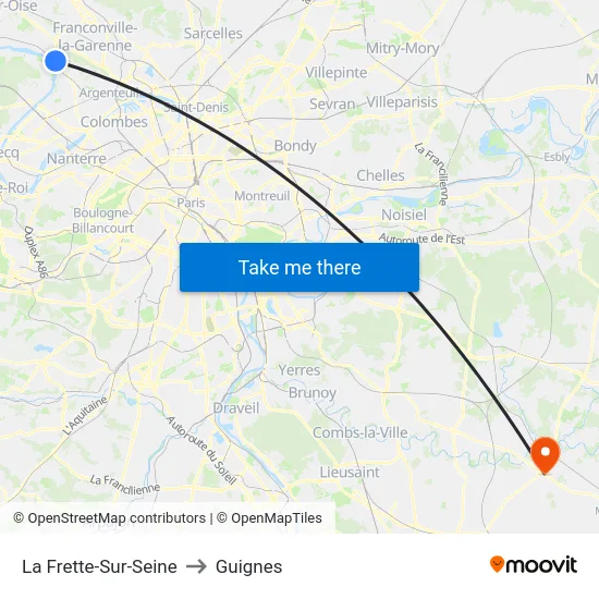 La Frette-Sur-Seine to Guignes map