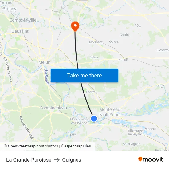 La Grande-Paroisse to Guignes map
