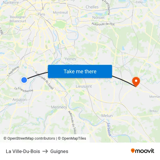 La Ville-Du-Bois to Guignes map