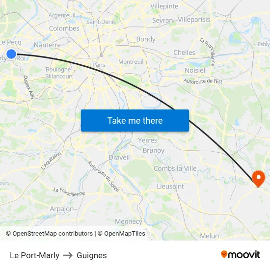 Le Port-Marly to Guignes map