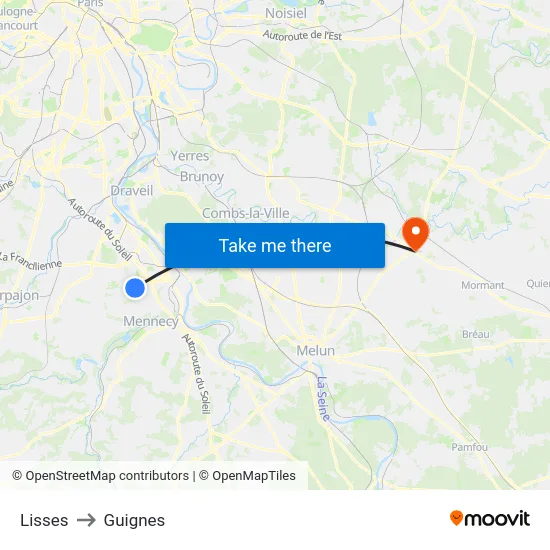 Lisses to Guignes map