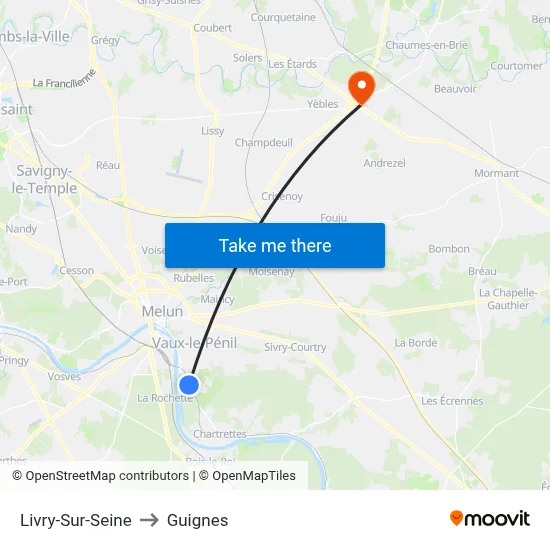 Livry-Sur-Seine to Guignes map
