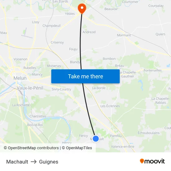 Machault to Guignes map