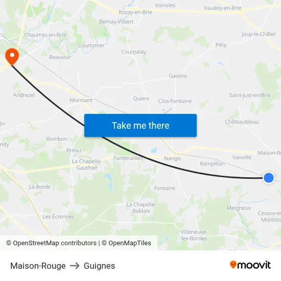 Maison-Rouge to Guignes map