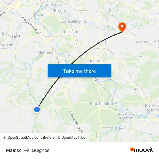 Maisse to Guignes map