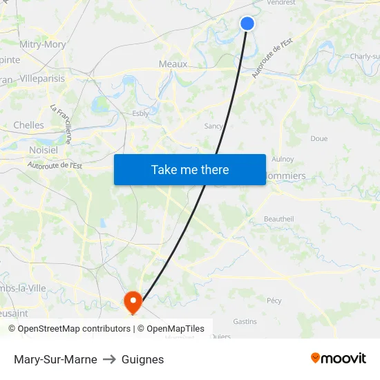 Mary-Sur-Marne to Guignes map