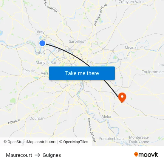 Maurecourt to Guignes map