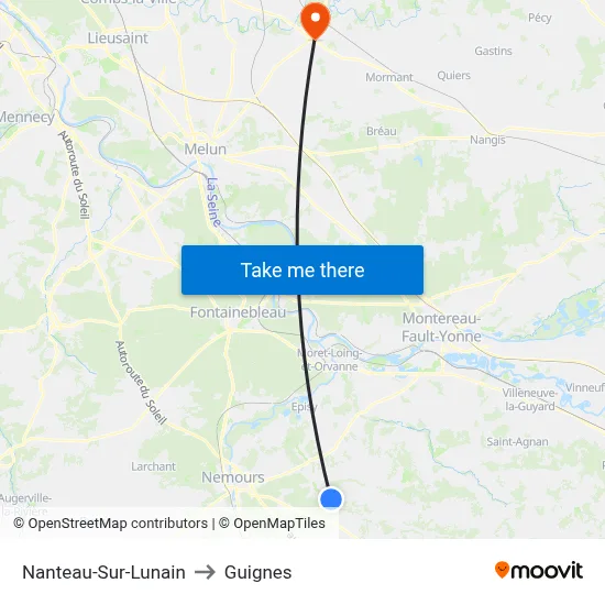 Nanteau-Sur-Lunain to Guignes map