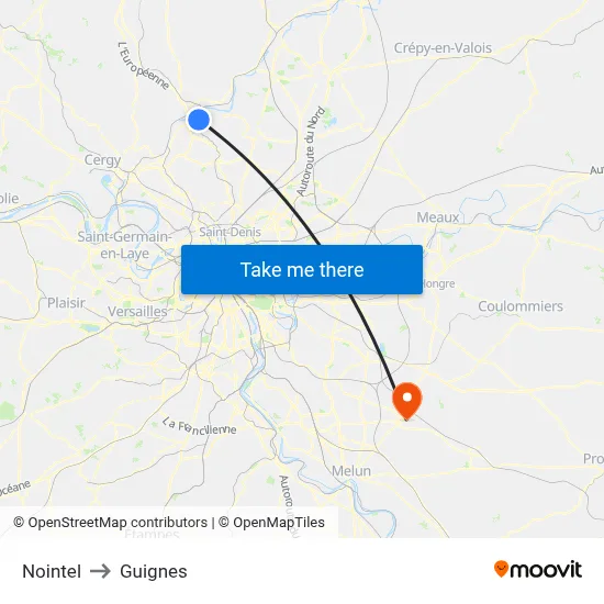 Nointel to Guignes map