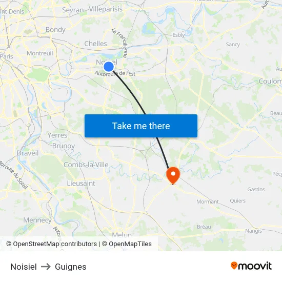 Noisiel to Guignes map
