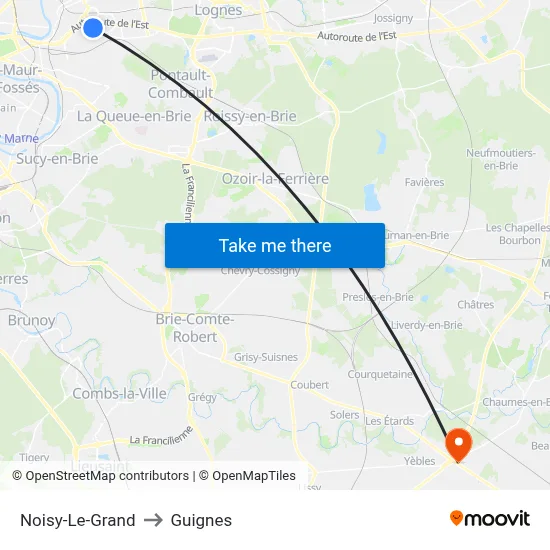 Noisy-Le-Grand to Guignes map