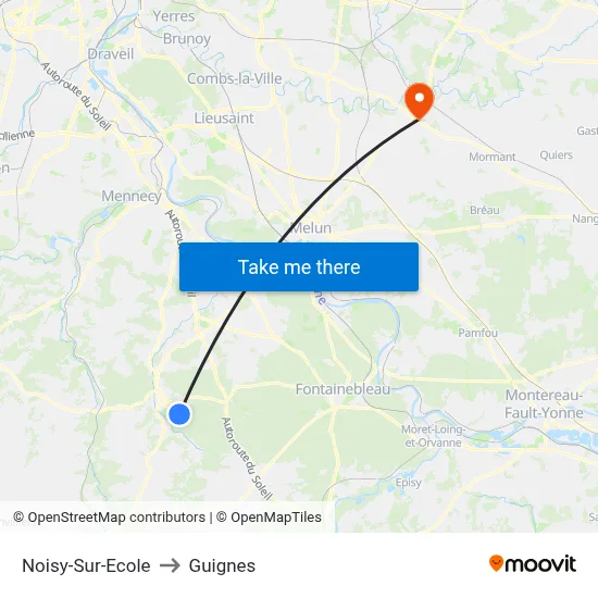 Noisy-Sur-Ecole to Guignes map