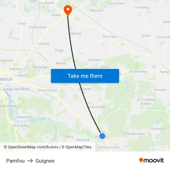 Pamfou to Guignes map