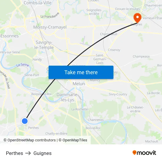 Perthes to Guignes map