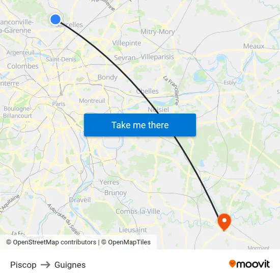 Piscop to Guignes map